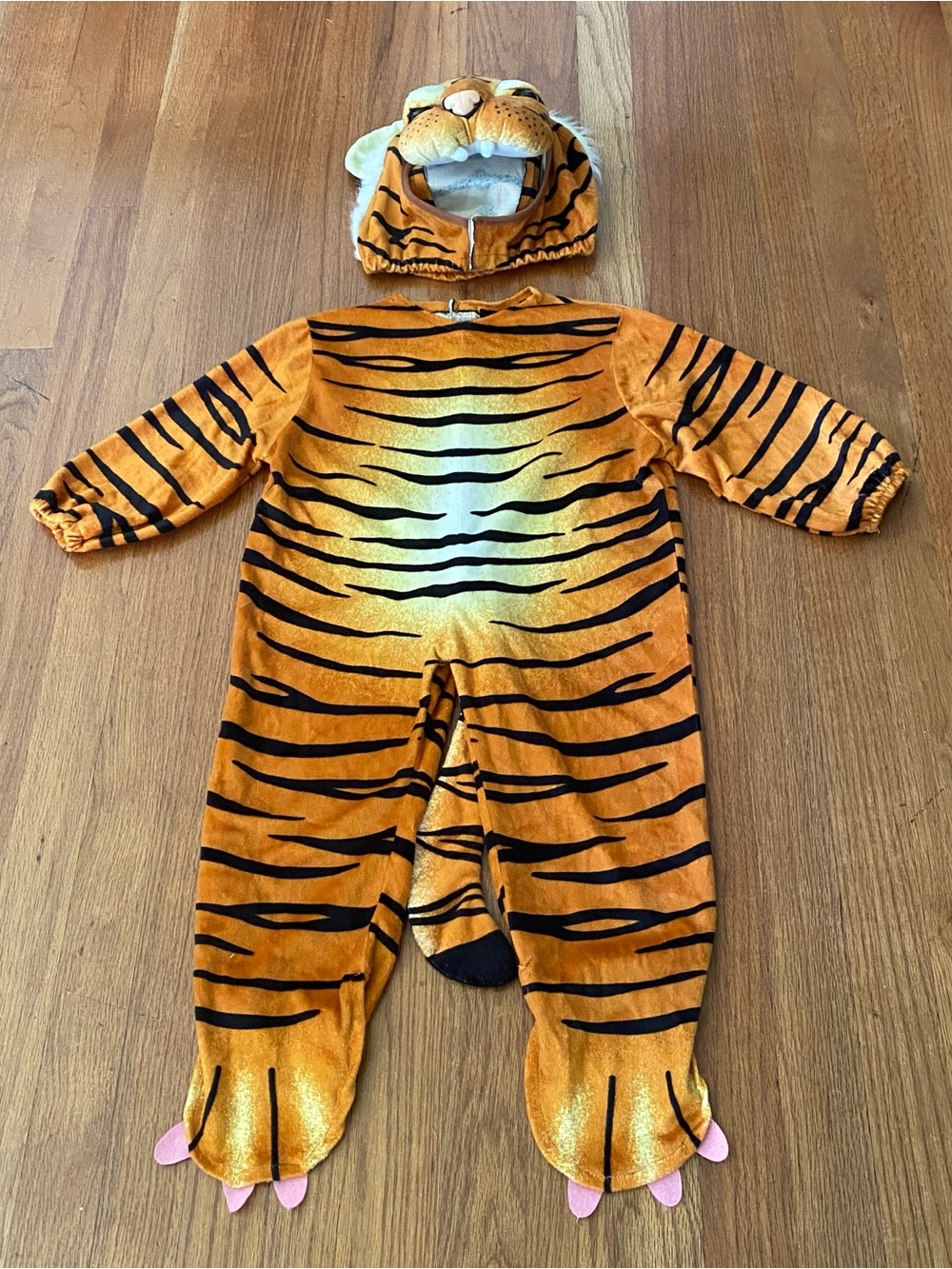 UnderWraps Orange Tiger Footie Costume with Hood